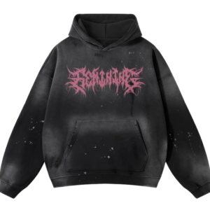 Gothic Typography Distressed Hoodie