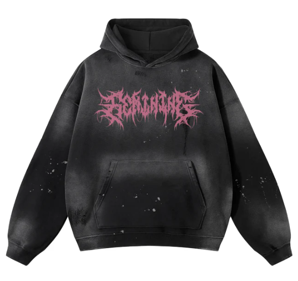 Gothic Typography Distressed Hoodie Gothic Typography Distressed Hoodie