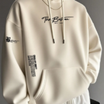 Men's Casual Fashionable Versatile Daily Commute Minimalist Slogan Print Kangaroo Pocket Drawstring Hoodie,