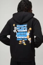 Oversized Boxy Space Jam License Zip Thru Hoodie