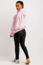Pink Oversized Hoodie With Lovely Club Graphic Slogan1