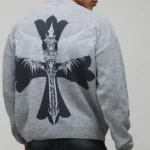 Relaxed Boxy Gothic Cross Graphic Knitted Jumper 22