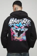 Tall Oversized Gothic Dove Rhinestone Graphic Hoodie