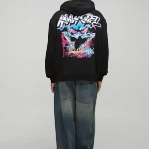 Tall Oversized Gothic Dove Rhinestone Graphic Hoodie 2