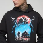Tall Oversized Gothic OFCL TOUR Man Vintage Wash Print Hoodie 44