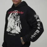 Tall Oversized Gothic Washed Printed Hoodie