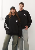 Unisex Boxy Logo Hoodie COLLUSION black