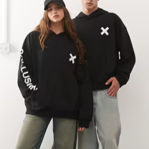 Unisex Boxy Logo Hoodie COLLUSION black