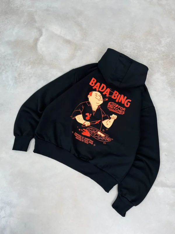 Bada Bing X UN IK 'Snitches' Heavyweight Hoodie - Black bacl