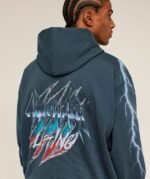 Eagle Band Style Graphic Hoodie blue