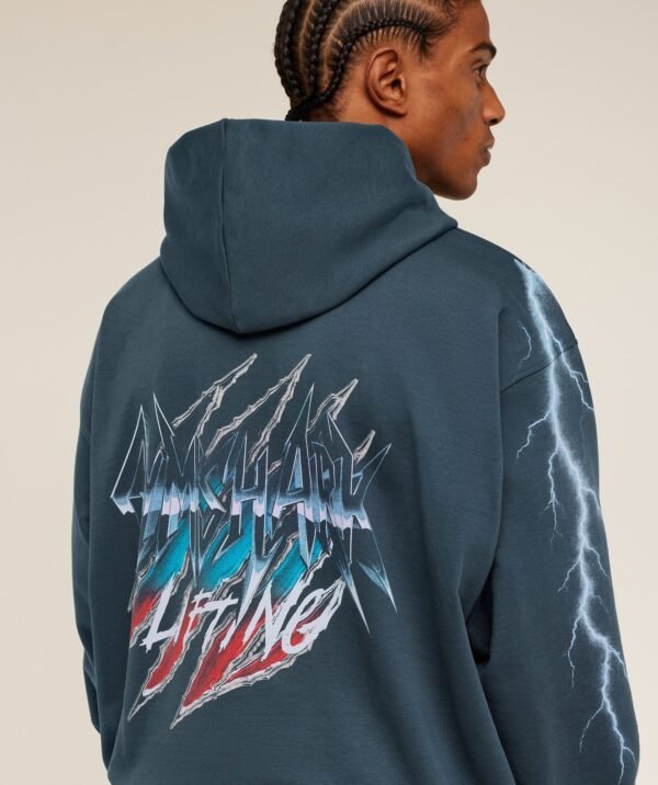 Eagle Band Style Graphic Hoodie blue