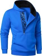 HOOD CREW Men’s Casual Long Sleeve Drawstring Sweatshirt Zipped Hoodie blue-black-black