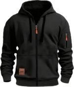 Hoodies for Men UK Zip Long Sleeve Outdoor Fleece Jackets with Pockets Thermal Hoody Sweatshirt Loose Fit Casual Pullover Jumper