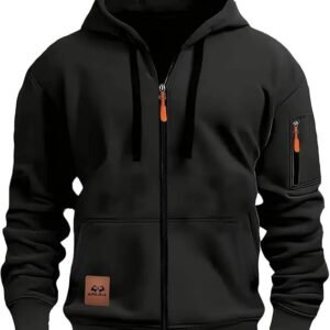 Hoodies for Men UK Zip Long Sleeve Outdoor Fleece Jackets with Pockets Thermal Hoody Sweatshirt Loose Fit Casual Pullover Jumper