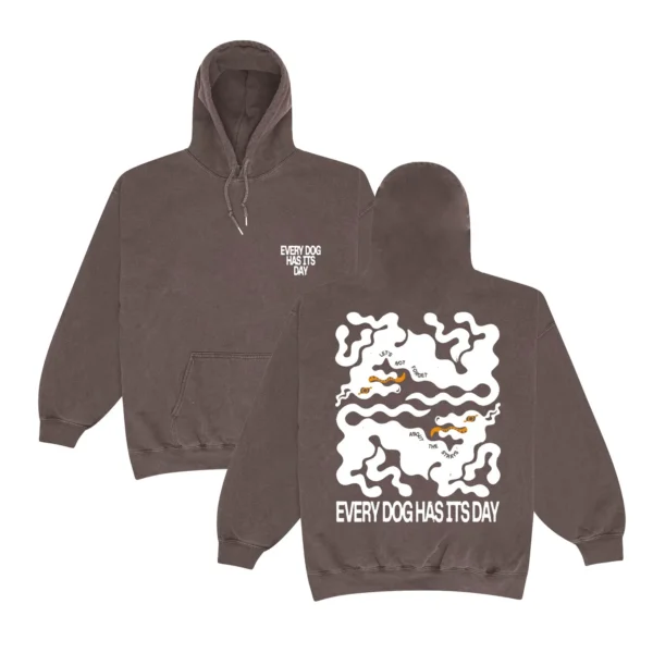 KBAR X UN IK Every Dog Has Its Day Vintage Washed Hoodie - Cocoa