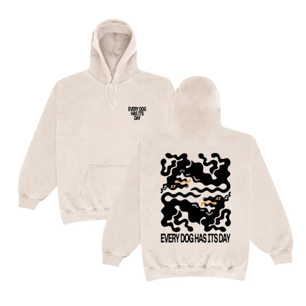KBAR X UN IK Every Dog Has Its Day Vintage Washed Hoodie - Cream