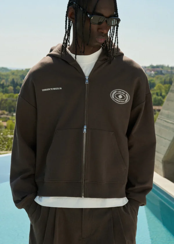 LAKE COMO OVAL GRAPHIC HOODIE brown