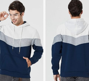 LBL Men's Fleece Hoodie Pullover Casual Hoody Contrast Color Drawstring Sweatshirt with Kanga Pocket