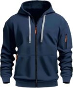 LBL Men's Hoodies Casual Pullover Hooded Sweatshirt Long Sleeve Quarter Zip Hoody Tops With Kangaroo Pocket blue