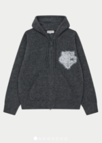 MONOGRAM FLUFFY KNIT ZIP THROUGH HOODIE