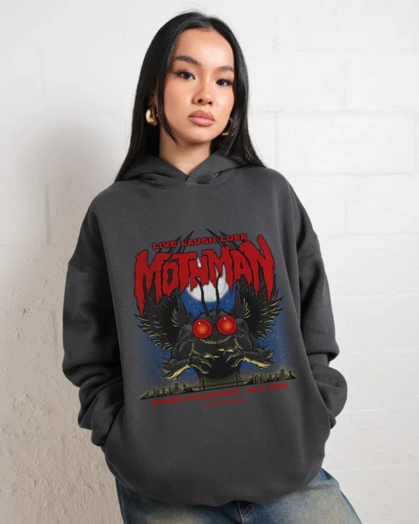 Mothman - Live Laugh Lurk Hoodie gray