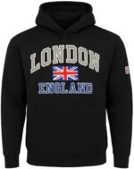 New London England Premium Embroidered Men's Hoodies black