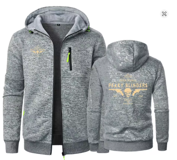 Peaky Blinders Men Hoodies Sweatshirts Shelby Brothers Jacquard Hoodie Fleece Hooded Pullover Male Hoody Man Sweatshirt gray