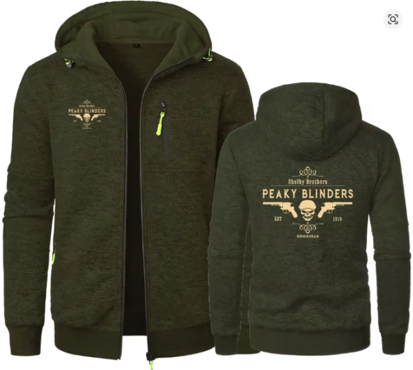 Peaky Blinders Men Hoodies Sweatshirts Shelby Brothers Jacquard Hoodie Fleece Hooded Pullover Male Hoody Man Sweatshirt green