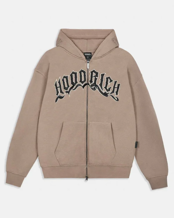 Ritual Oversized Zip Hoodie Brown White Black