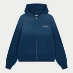 SPRAY WASH COPYRIGHT MULTI GRAPHIC ZIP THROUGH HOODIE blue
