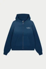 SPRAY WASH COPYRIGHT MULTI GRAPHIC ZIP THROUGH HOODIE blue