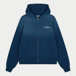 SPRAY WASH COPYRIGHT MULTI GRAPHIC ZIP THROUGH HOODIE blue