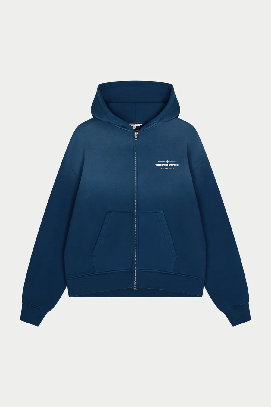 SPRAY WASH COPYRIGHT MULTI GRAPHIC ZIP THROUGH HOODIE blue SPRAY WASH COPYRIGHT MULTI GRAPHIC ZIP THROUGH HOODIE blue