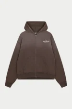 SPRAY WASH COPYRIGHT MULTI GRAPHIC ZIP THROUGH HOODIE brown