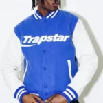 Trapstar Varsity Jacket Hyperdrive Chenille Dazzling Blue Off White Size M