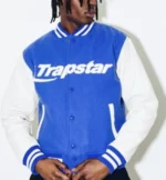 Trapstar Varsity Jacket Hyperdrive Chenille Dazzling Blue Off White Size M
