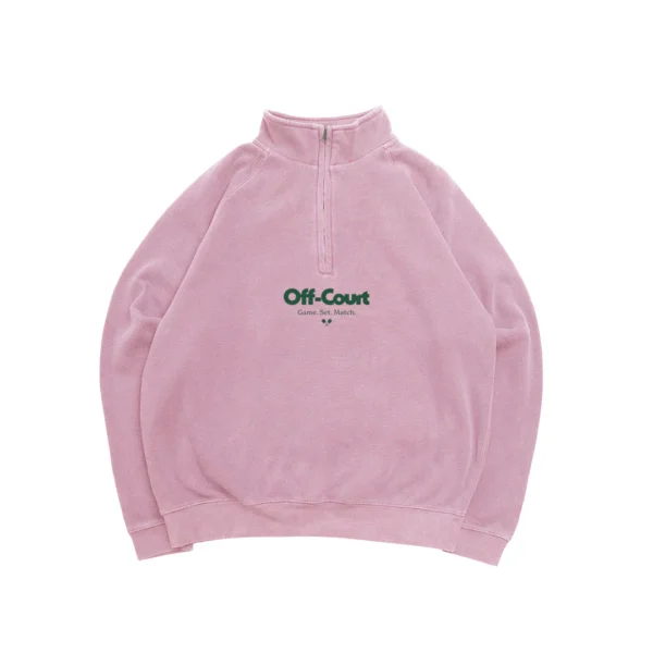 Vice 84 Off-Court GSM' Washed quater Zip Sweater - pink