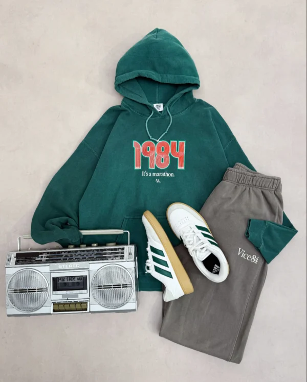 Vice 84 Track Vintage Washed Hoodie - Forest Green 11