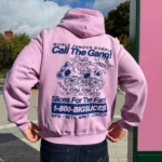 World Famous Gordos 'Call The Gang' Washed Hoodie - Pink 1