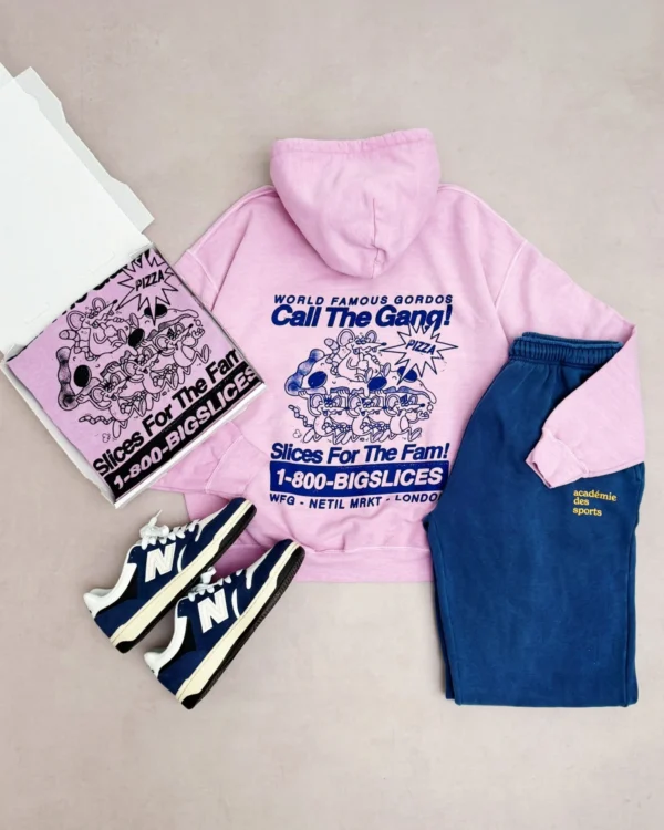 World Famous Gordos 'Call The Gang' Washed Hoodie - Pink pairing