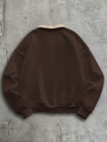 AXEPEAK Men's Knit Casual Loose Fit Long Sleeve Pullover Sweatshirt Fashion Streetwear Autumn Winter Letter Embroidery Contrast Collar Sweatshirt,