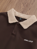 AXEPEAK Men's Knit Casual Loose Fit Long Sleeve Pullover Sweatshirt Fashion Streetwear Autumn Winter Letter Embroidery Contrast Collar Sweatshirt,1