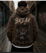 Acid Wash Distressed Graphic Hoodie 3