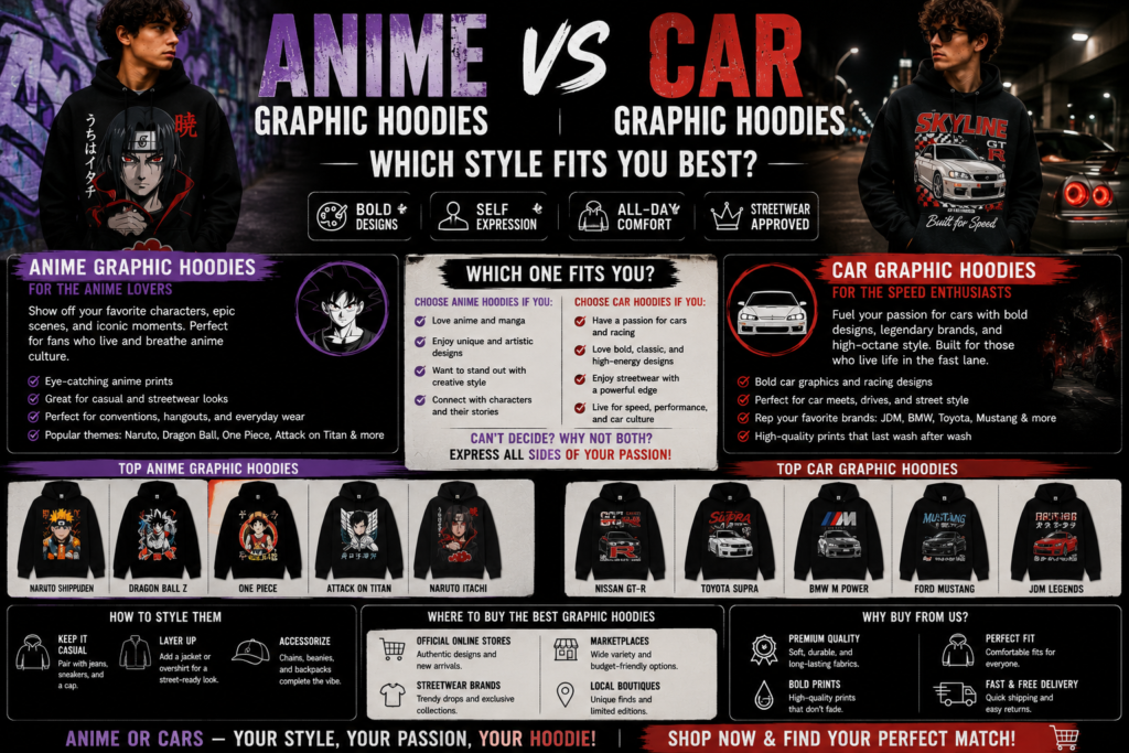 Anime Graphic Hoodies vs Car Graphic Hoodies