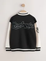 Black White Graphic Print Bomber 1