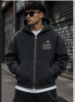 Boxy Fit Graphic Zip-Up Hoodie
