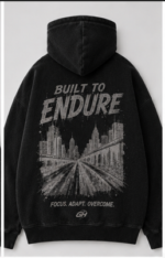 Build To Endure Jet Black Graphic zip up hoodie 1