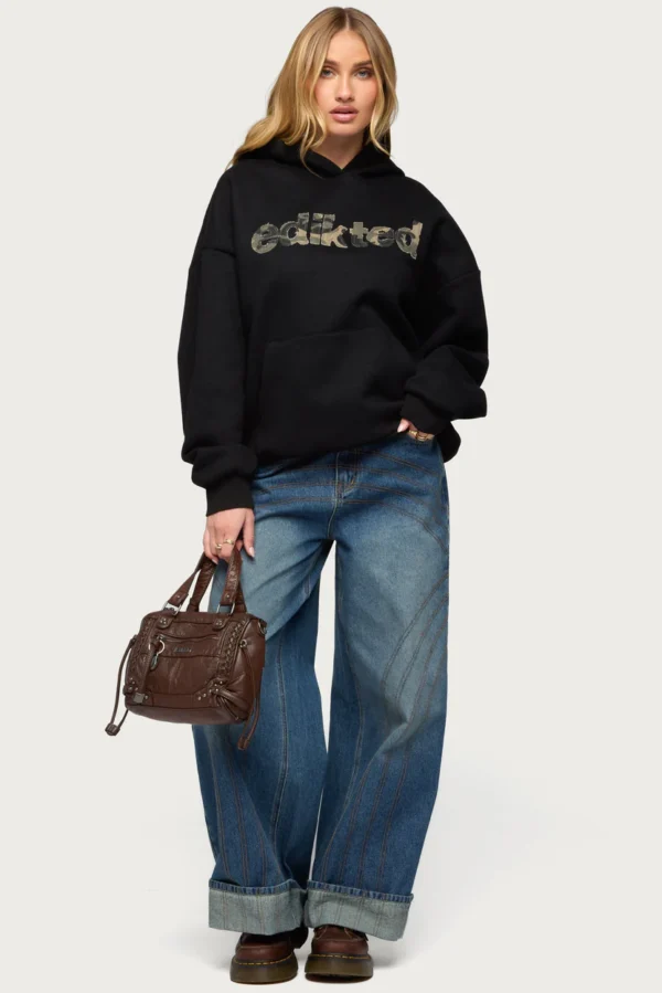 Camo Cutie Edikted Oversized Hoodie black
