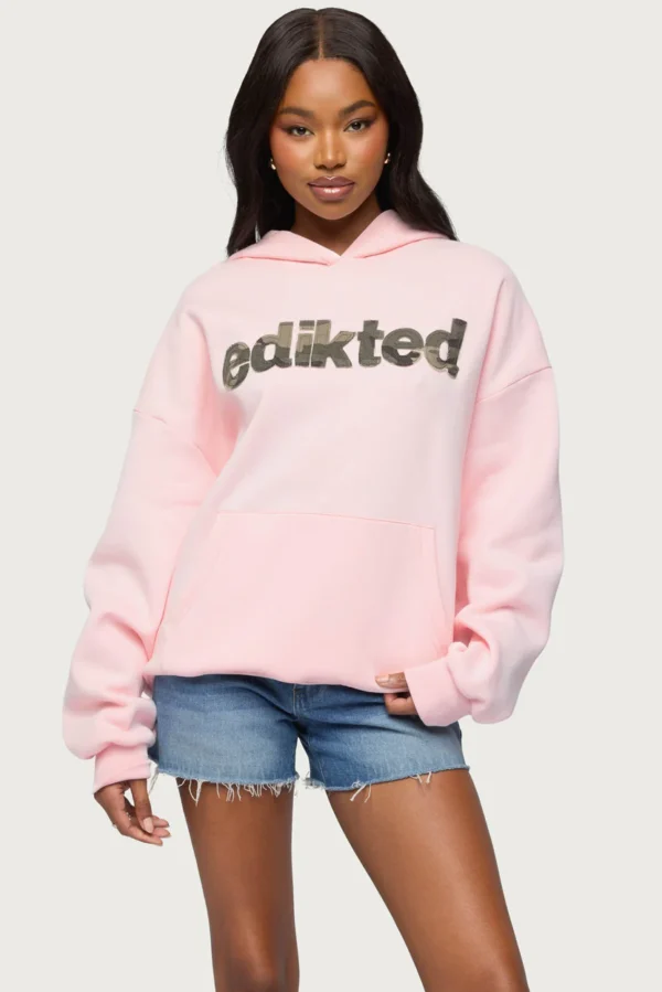 Camo Cutie Edikted Oversized Hoodie pink