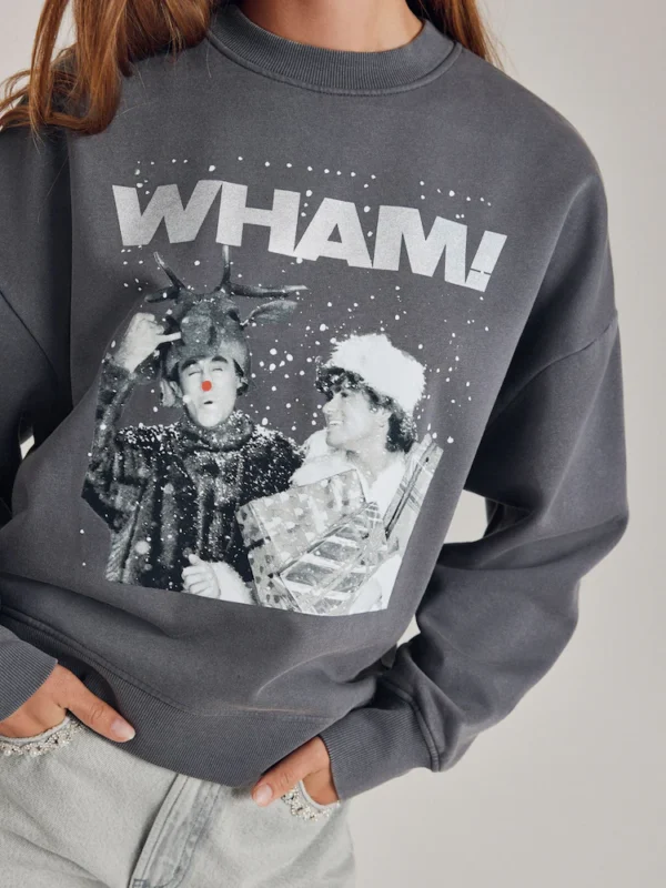 Charcoal Grey Official Wham License Christmas Long Sleeve Sweatshirt 5